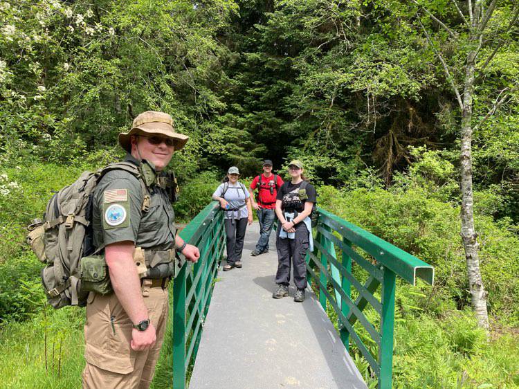 Adventure Team on a hike at the Oregon Coast